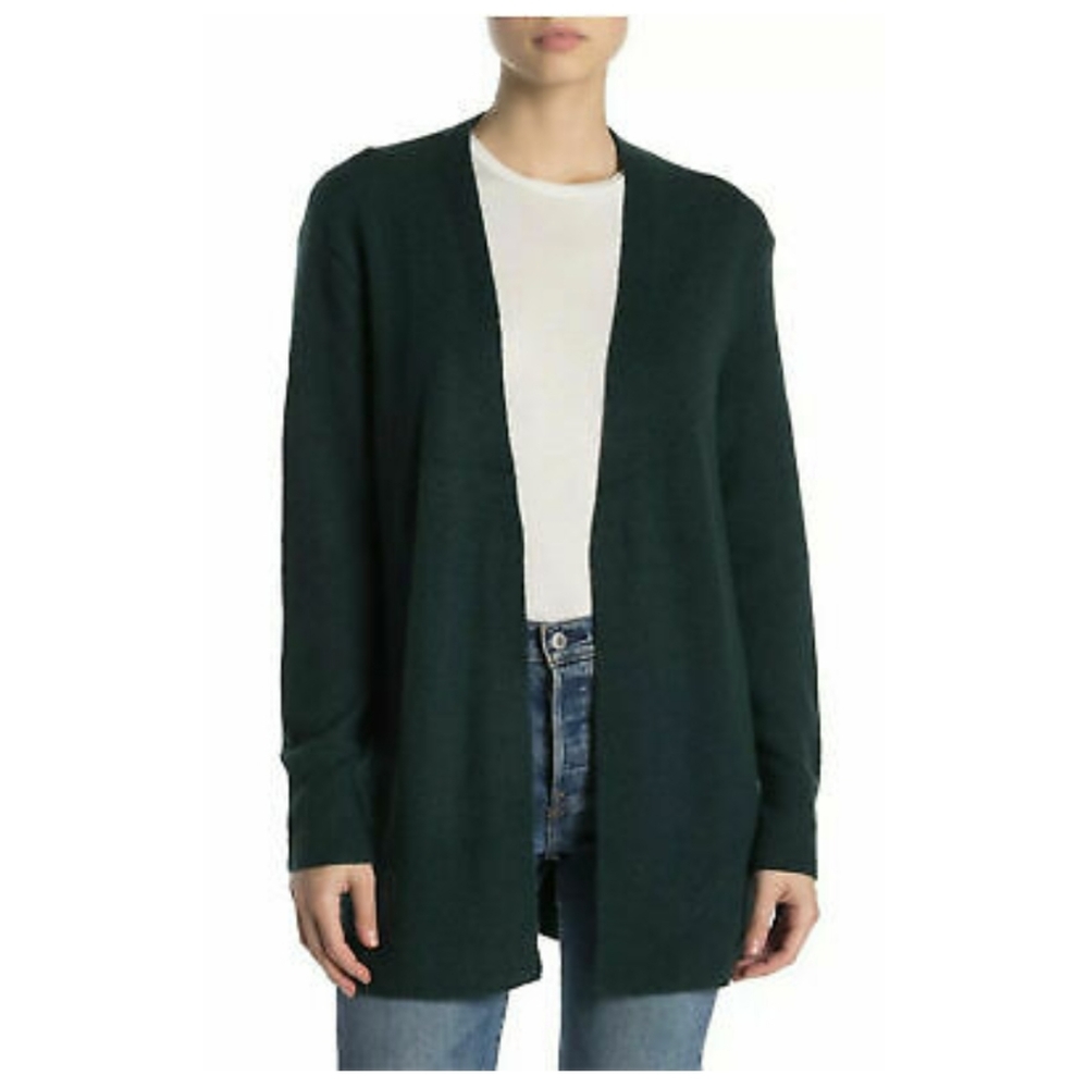 Madewell Merino Blend Walker Open Front Cardigan Green Forest Size Small - Picture 1 of 12